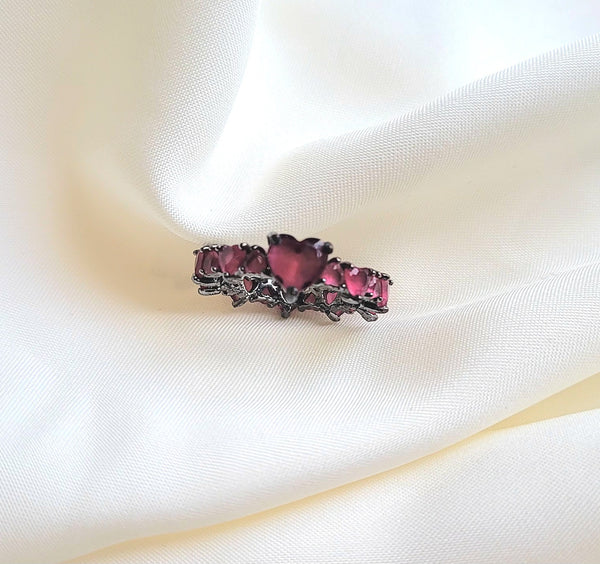 Pink Stone Studded Heart Ring