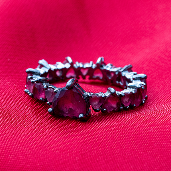 Pink Stone Studded Heart Ring